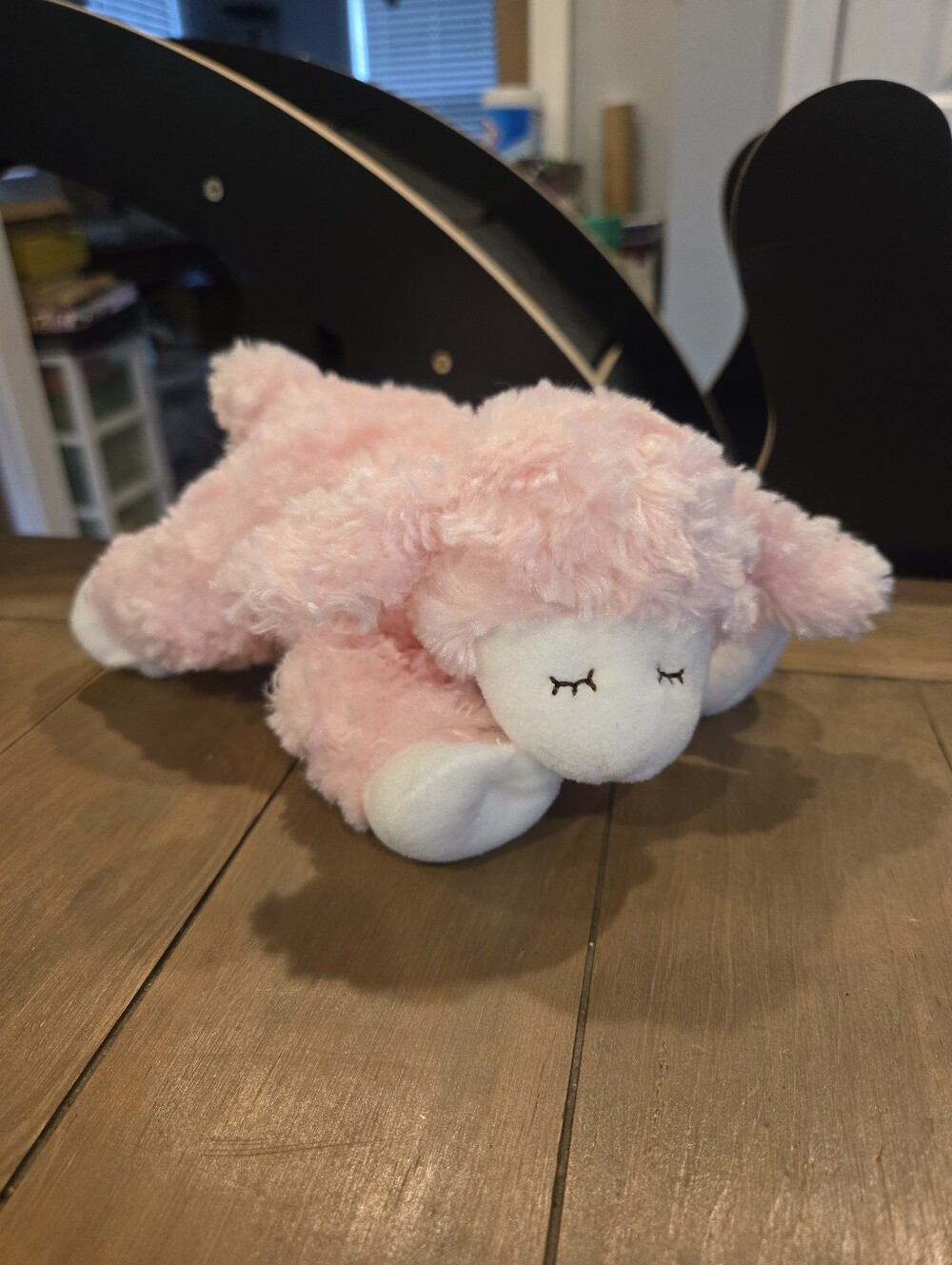 Baby Gund Winky Pink Plush Sleeping Lamb Stuffed Animal Rattle